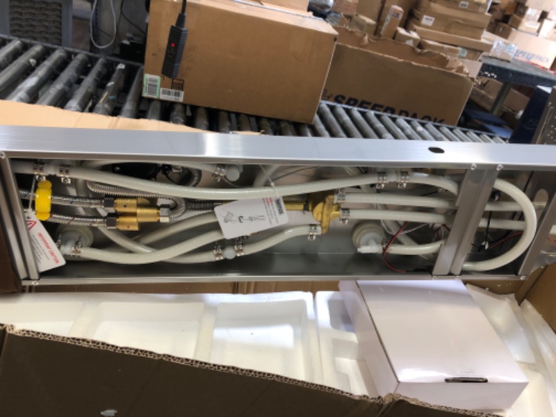 Photo 1 of MENATT LED Lights Shower Panels Tower System, SUS304 Stainless Steel Bathroom Shower Tower Column System, Rainfall & Waterfall Shower Head, Massage Jets, Tub Spout, Handheld Shower (Brushed) *** ITEM IS BENT AT TOP ***