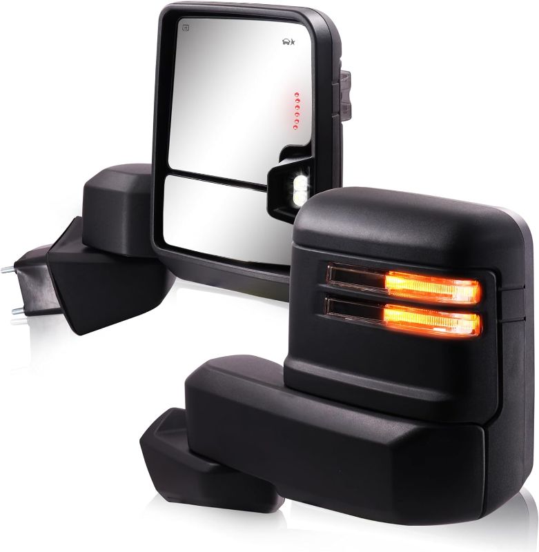 Photo 1 of Towing Mirrors for 2019-2023 Chevy Silverado 1500 Turn Signal & Running Light Power Heated Glass Backup Light Puddle Lamp BSM Temperature Sensor Pair Set
