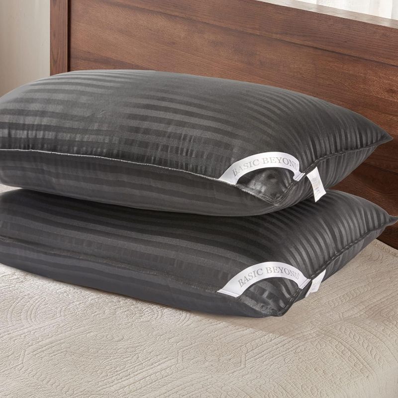 Photo 1 of Basic Beyond Bed Pillows for Sleeping - Standard Size Pillows Set of 2 - Luxury Hotel Collection Down Alternative Pillows, Black, 20x26 Inches
