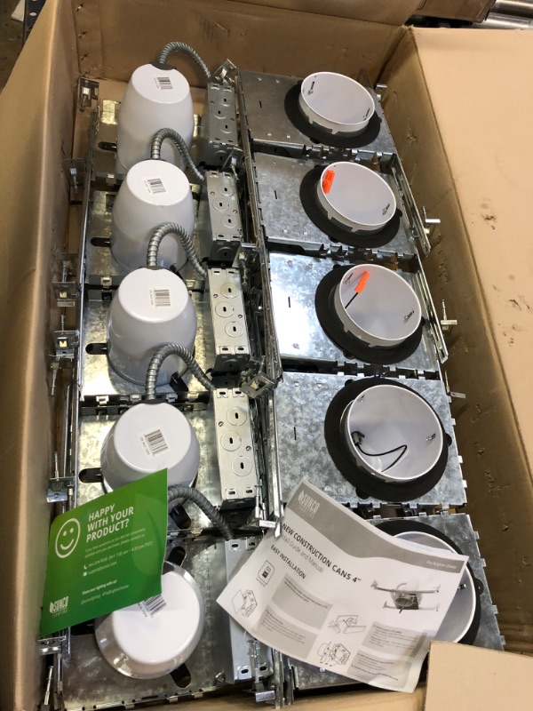 Photo 1 of Sunco Lighting 10 Pack 4 Inch Recessed Lighting Housing Can Light New Construction, Air Tight Steel Ceiling Can, 120-277V, Hard Wired, TP24 Connector, Easy Install, IC Rated, UL Listed