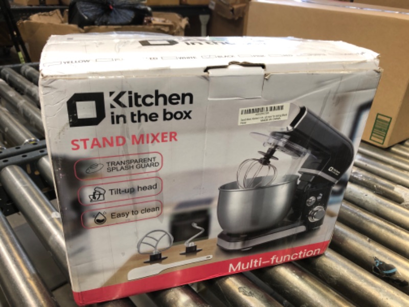 Photo 3 of **COVER IS BROKEN** Kitchen in the box Stand Mixer,3.2Qt Small Electric Food Mixer,6 Speeds Portable Lightweight Kitchen Mixer for Daily Use with Egg Whisk,Dough Hook,Flat Beater (Black)