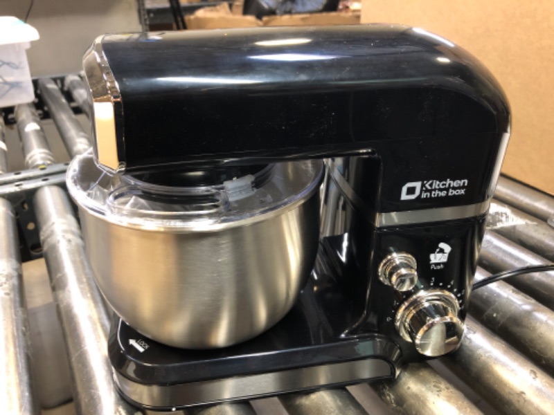 Photo 2 of **COVER IS BROKEN** Kitchen in the box Stand Mixer,3.2Qt Small Electric Food Mixer,6 Speeds Portable Lightweight Kitchen Mixer for Daily Use with Egg Whisk,Dough Hook,Flat Beater (Black)