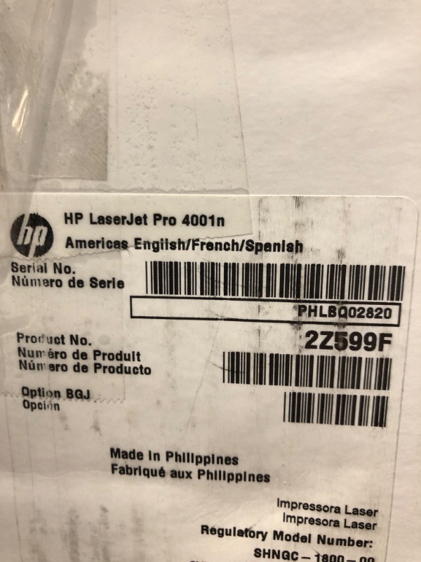Photo 4 of HP LaserJet Pro 4001n Black & White Printer