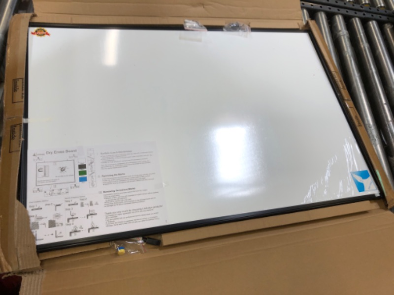 Photo 2 of Lockways Magnetic Dry Erase White Board, 36" x 24" Whiteboard, Black Aluminium Framed Presentation Memo Board for School, Home, Office 36 x 24 Inch Black