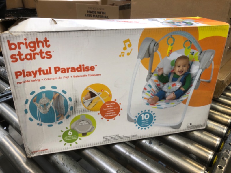 Photo 1 of Bright Starts Playful Paradise Portable Compact Automatic Baby Swing with Music, Unisex, Newborn +