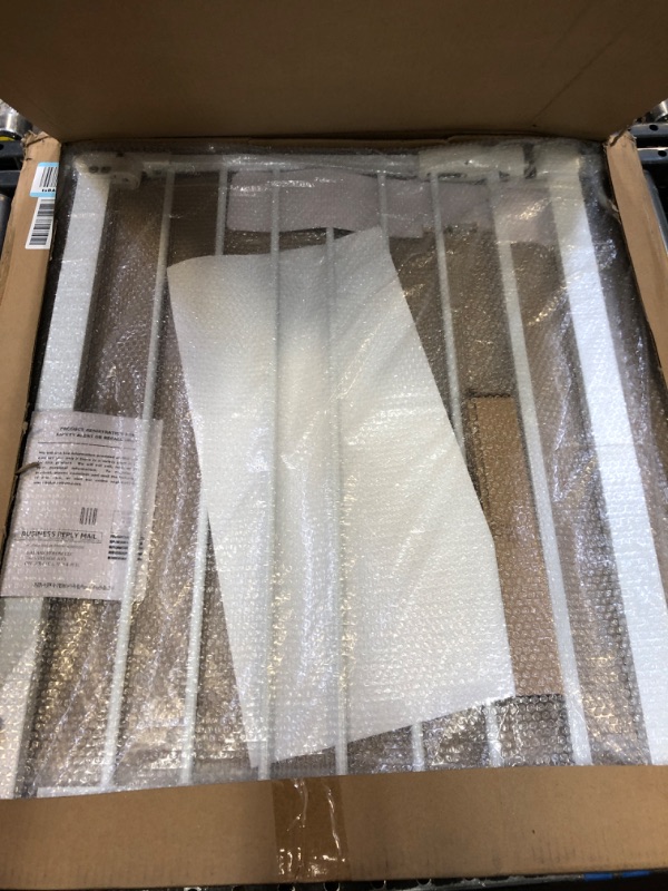 Photo 1 of BalanceFrom Easy Walk-Thru Safety Gate for Doorways and Stairways with Auto-Close/Hold-Open Features, Multiple Sizes, White 30-inch Tall, No Caps Fits 29.1 - 33.8" Wide