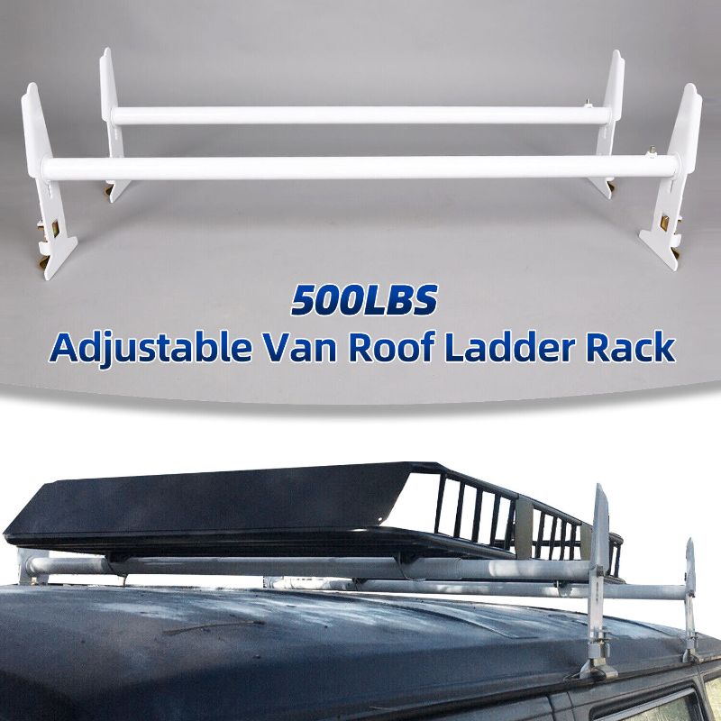 Photo 1 of 500LBS Adjustable Van Roof Ladder Rack For Chevy Ford GMC Express 77" New
