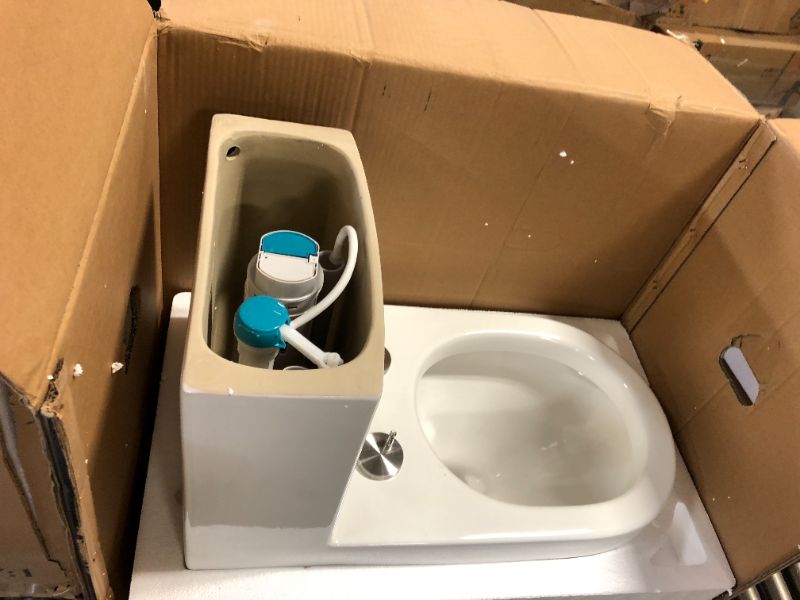 View 3 of HOROW HWMT-8733 Small Compact One Piece Toilet For Bathroom, Powerful & Quiet Dual Flush Modern Toilet, 12'' Rough-In Toilet & Soft Closing Seat Include, 25"D x 13.4"W x 28.4"H, White 12" Rough in