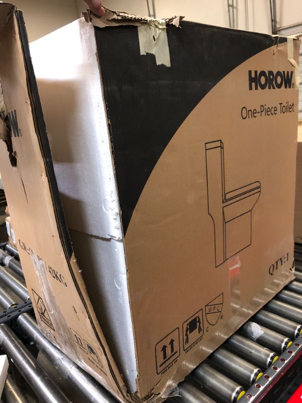 View 2 of HOROW HWMT-8733 Small Compact One Piece Toilet For Bathroom, Powerful & Quiet Dual Flush Modern Toilet, 12'' Rough-In Toilet & Soft Closing Seat Include, 25"D x 13.4"W x 28.4"H, White 12" Rough in