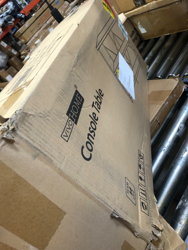 Photo 1 of VIVOHOME 55 Inch Narrow Console Table, Industrial Sofa Table with 3-Tier Storage Shelves, Metal Frame, Easy Assembly, for Entryway, Hallway, Living Room