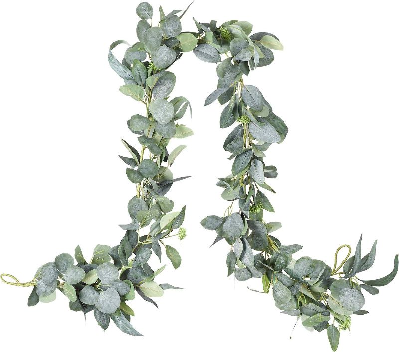 Photo 1 of  Eucalyptus Garland Artificial Silk Eucalyptus Leaves Vines Handmade Garland Greenery Wedding Home Backdrop Arch Wall Decor 