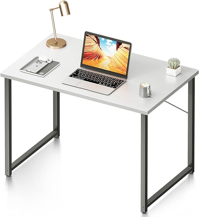 Photo 1 of Coleshome 32 Inch Computer Desk, Modern Simple Style Desk for Home Office, Study Student Writing Desk, White Black