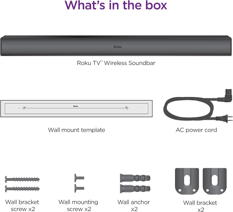 Photo 2 of Roku TV Wireless Soundbar| Soundbar Exclusively for RokuTV with Enhanced Stereo Sound, Clear Dialogue, and Simple Wireless Setup,Black