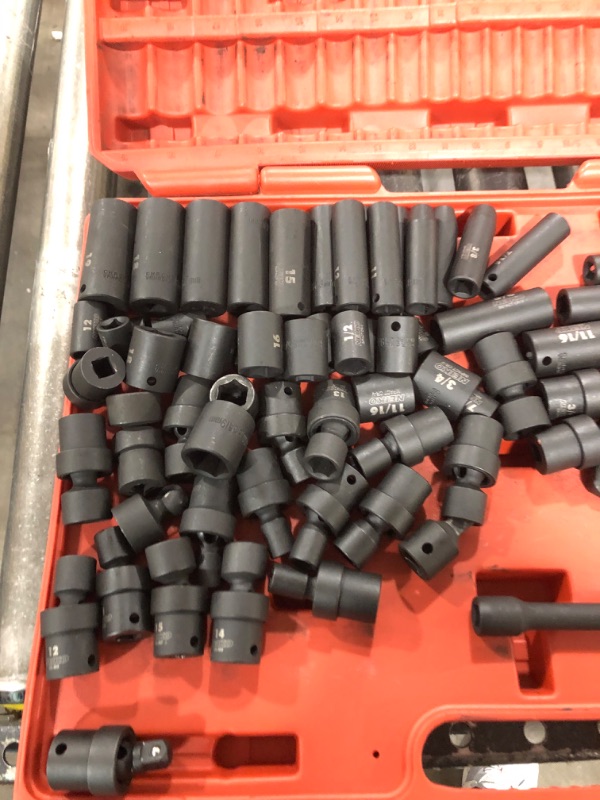 Photo 1 of Neiko 02471A 3/8” Standard and Deep Drive Impact Socket Set 67 pcs & 02486A Impact Universal Joint-Socket Swivel Set, Socket Extension Set Made From Cr-Mo, Set of 3 67 Piece Jumbo Set Set + Set, Set of 3