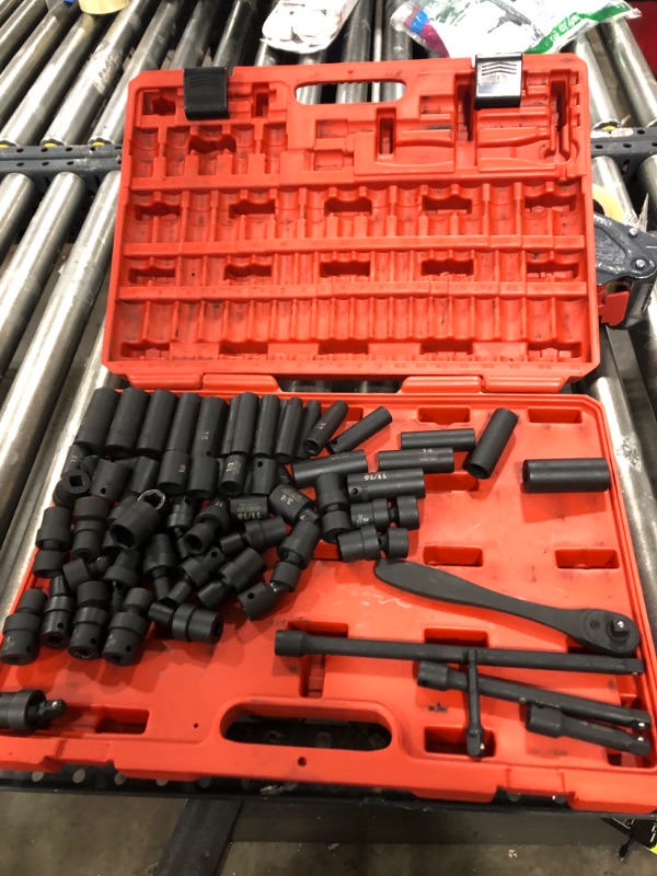 Photo 1 of Neiko 02471A 3/8” Standard and Deep Drive Impact Socket Set 67 pcs & 02486A Impact Universal Joint-Socket Swivel Set, Socket Extension Set Made From Cr-Mo, Set of 3 67 Piece Jumbo Set Set + Set, Set of 3