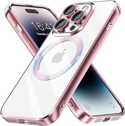Photo 1 of Intermerge for iPhone 14 Pro Max Case,Compatible with MagSafe Wireless Charging,Shockproof Military-Grade Protection, Yellowing Resistant,6.7-Inch,Girl Pink 