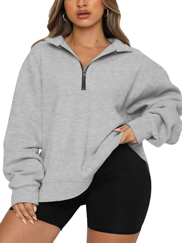 Photo 1 of Chulianyouhuo Womens Plus Size Half Zip Pullover Long Sleeve Oversized Sweatshirt Drop Shoulder Hoodie Teen Girls Y2K Clothes