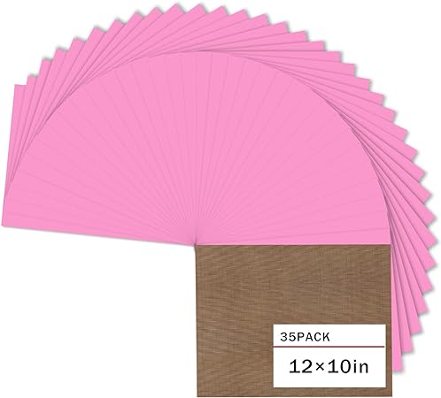 Photo 1 of JANDJPACKAGING Neon Pink HTV Heat Transfer Vinyl - 35Pack 12" x 10" Pink Iron on Vinyl for T-Shirt, Fluorescence Pink HTV Vinyl for Cricut, Silhouette Cameo or Heat Press Machine