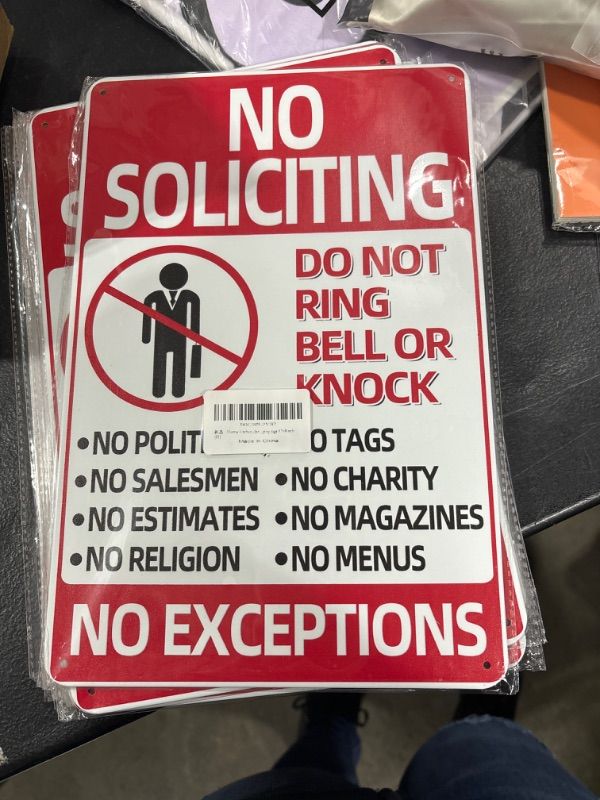 Photo 2 of No Soliciting,No Excuses, No Exceptions Do Not Ring Bell No Knock Sign for House Door Office Business Yard,Home Farm, Garden, Garage Office 12x8inch (H)