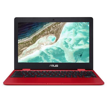 Photo 1 of Asus Chromebook 12 11.6" HD Notebook Computer, Intel Celeron N3350 1.1GHz, 4GB RAM, 32GB eMMC, Chrome OS, Red