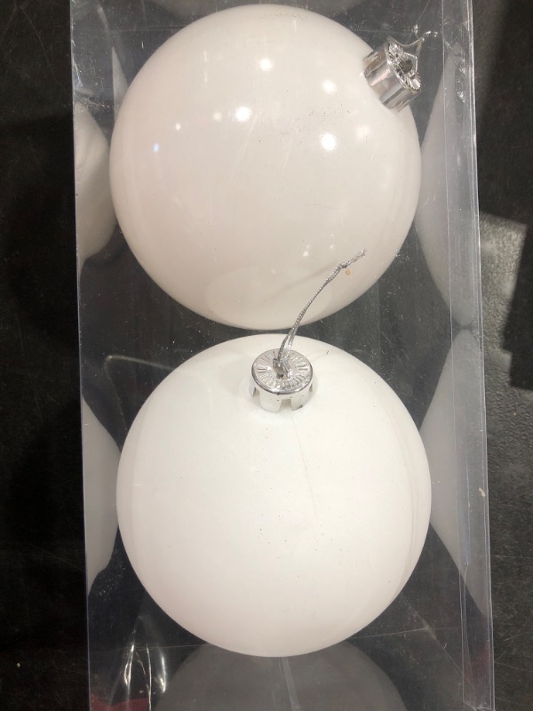 Photo 1 of 2 Extra Large Shiny Christmas Ornaments (White) 5.9"
