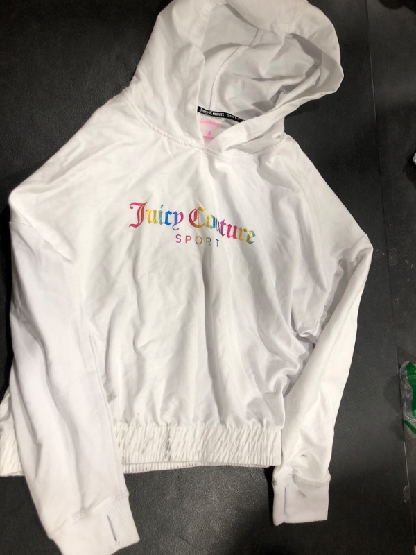 Photo 1 of (XL) JUICY COUTURE White Rainbow Graphic Logo Hoodie Sweatshirt Women's 