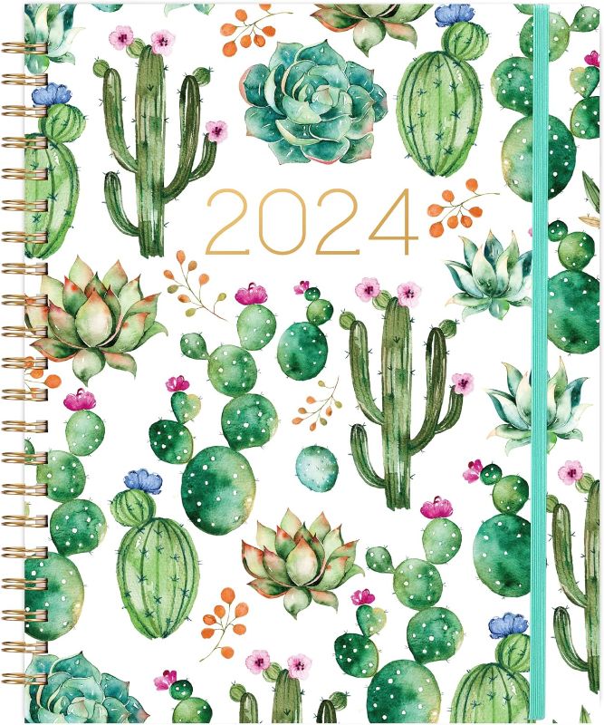 Photo 1 of 2024 Planner - Planner/Calendar 2024, 2024 Planner Weekly and Monthly, 9" x 11", Thickened Cover, Strong Twin - Wire Binding, 12 Monthly Tabs, Elastic Closure