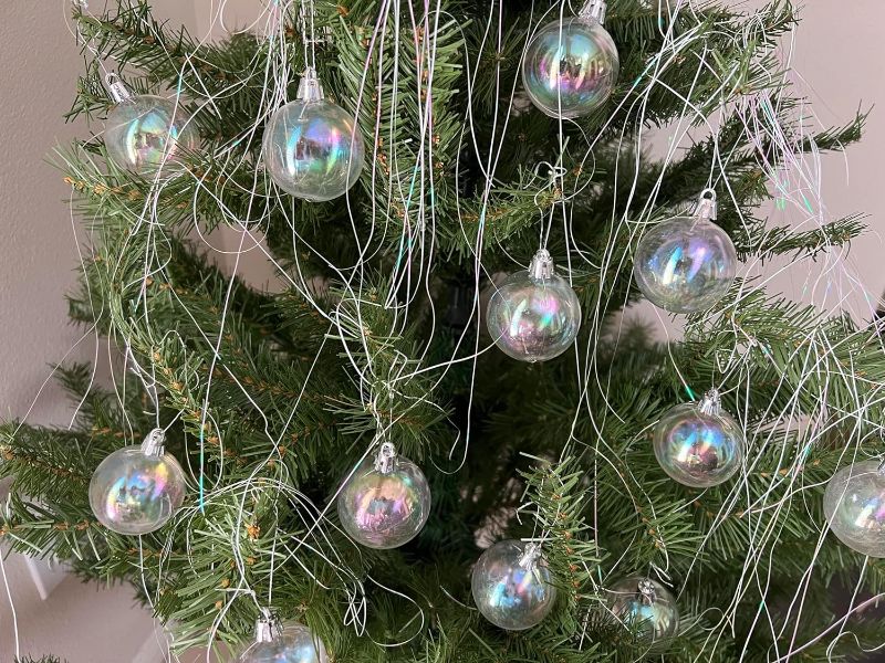 Photo 1 of 24PC/Pack Clear Iridescent Round Plastic Christmas Tree Balls Ornaments 50mm (2 Inches) 