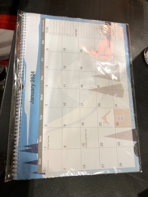 Photo 1 of 2024 Calendar 12 Month Wall - 2024 Calendar Jan. - Dec. 12" x 17", Large Calendar with Calendar Stickers, Spiral Bound, Hanging Hook, Great for Planning and Organizing Your Home School Office Time 17''x12''