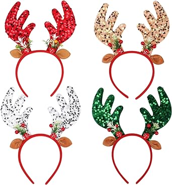 Photo 1 of Ardorchid Christmas Headbands Cute Fun Festive Holiday Elk Antlers Reindeer Hair Accessories Christmas Party Sequin Costume Xmas Decor Headwear Pphotos Booth