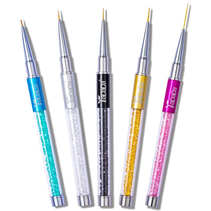 Photo 1 of YADADA Nail Art Liner Brushes Set,Painting Nail Design Brush Pen Set with Crushed Diamond Rhinestone Handle for Pulling Lines, Nail Art Design, Sizes 7/9/11/13/15 mm 5Pcs(5 drawing pens)
