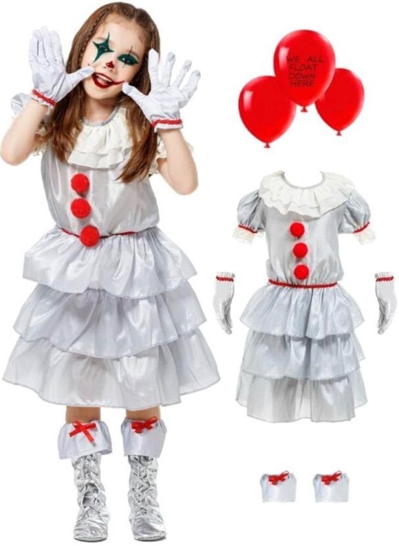 Photo 1 of 
Kid Girls Playwear - Clown Costume Girls Scary Dress Halloween COsplay Outfit for Creepy Horror Movie CFun (Silver 10-12Y)
