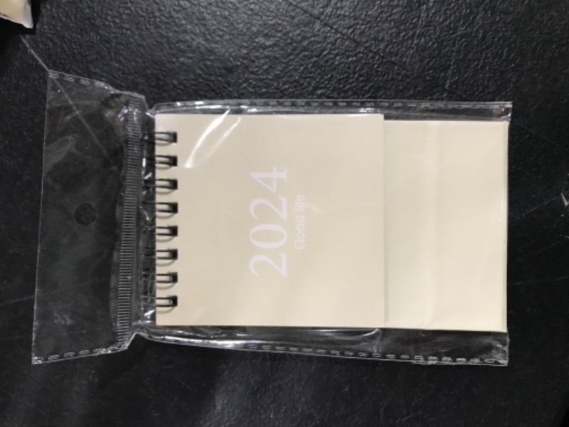 Photo 2 of 2024 Mini Desk Calendar Simple Style Memo Notes Planner Flip Calendar 3.9" x 3" - Beige (Oct. 2023 to Dec. 2024)
