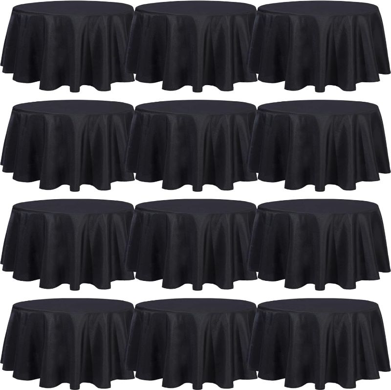 Photo 1 of 20 Pack 48 Inch Round Tablecloths for 20-36 Inch Polyester Fabric Round Tables Quality Washable Round Table Covers Wrinkle Free Circle Table Cloths for Restaurant Wedding Banquet Party (Black)
