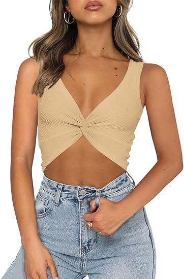 Photo 1 of [Size M] Butgood Women's V Neck Long Sleeve Crop Top 2023 Fall Twist Knot Front Going Out Shirt Tops 