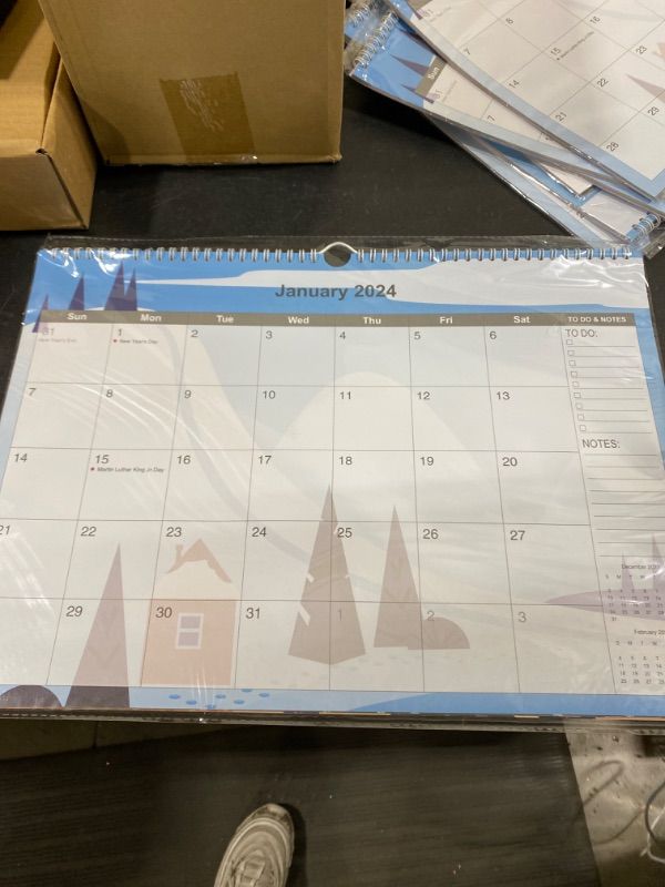 Photo 2 of 2024 Calendar 12 Month Wall - 2024 Calendar Jan. - Dec. 12" x 17", Large Calendar with Calendar Stickers, Spiral Bound, Hanging Hook, Great for Planning and Organizing Your Home School Office Time 