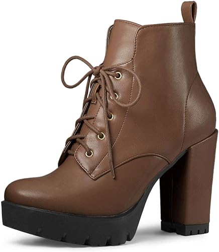 Photo 1 of Allegra K Women's Round Toe Chunky Heel Lace Up Platform Boots SIZE 7
