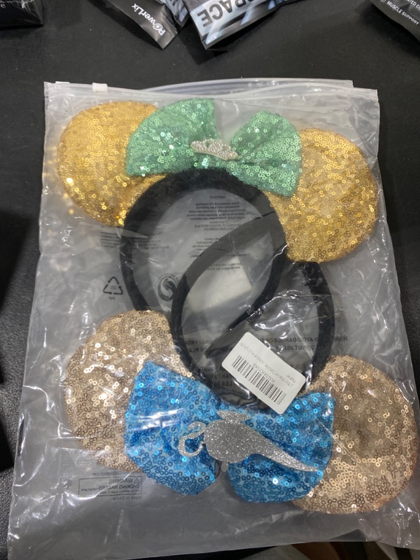 Photo 2 of 2pcs Mouse Ears Headbands for Girls and Women, Sequin Bow Hairbands for Cosplay Birthday Theme Events Halloween Christmas
