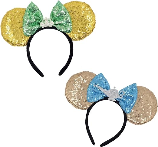 Photo 1 of 2pcs Mouse Ears Headbands for Girls and Women, Sequin Bow Hairbands for Cosplay Birthday Theme Events Halloween Christmas
