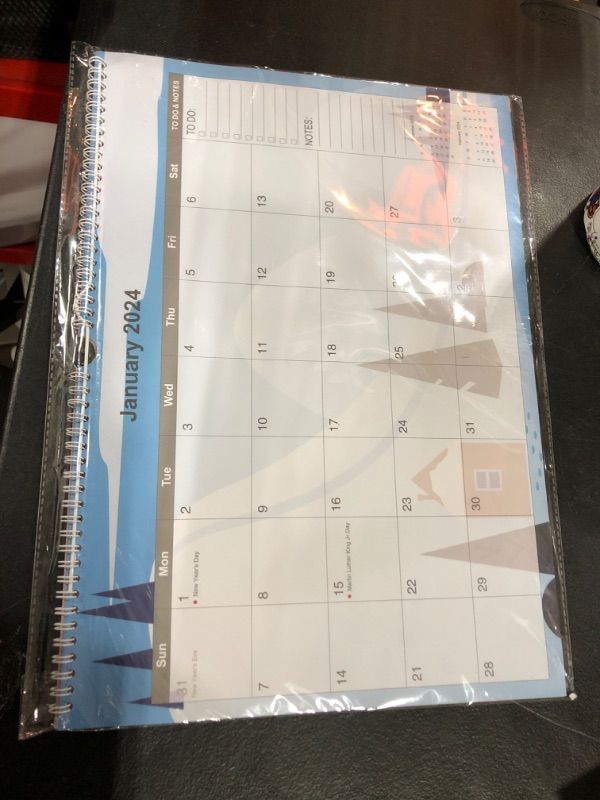 Photo 2 of 2024 Calendar 12 Month Wall - 2024 Calendar Jan. - Dec. 12" X 17", Large Calendar With Calendar Stickers, Spiral Bound, Hanging Hook, Great For Planning And Organizing Your Home School Office Time 17''X12''
