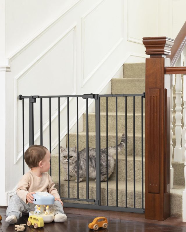 Photo 1 of InnoTruth 28.9-42.1" Wide Baby Gate for Stairs & Doorways, 30" Tall Pressure Mounted Dog Gates Indoor WHITE