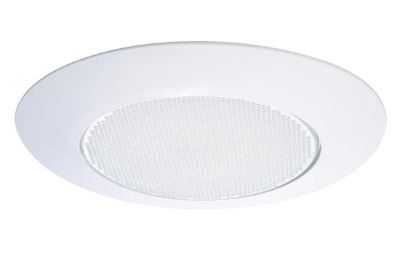 Photo 1 of 6 in. White Recessed Ceiling Light Trim with Albalite Glass Lens, Wet Rated Shower Light
