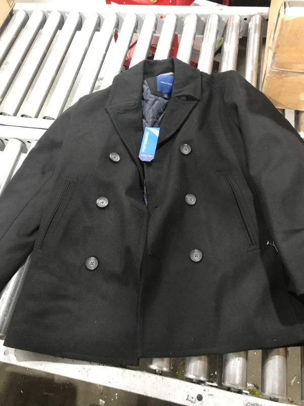 Photo 2 of Nautica Men's Classic Double Breasted Peacoat Medium Black