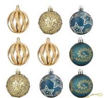 Photo 1 of 2.36"/60mm Blue Gold Christmas Balls Ornaments Set, NEVSETPO 9PCS Xmas Tree Decorations Shatterproof Creative Design Exquisite Hanging Balls for Holiday Party Wedding Decoration Gift

