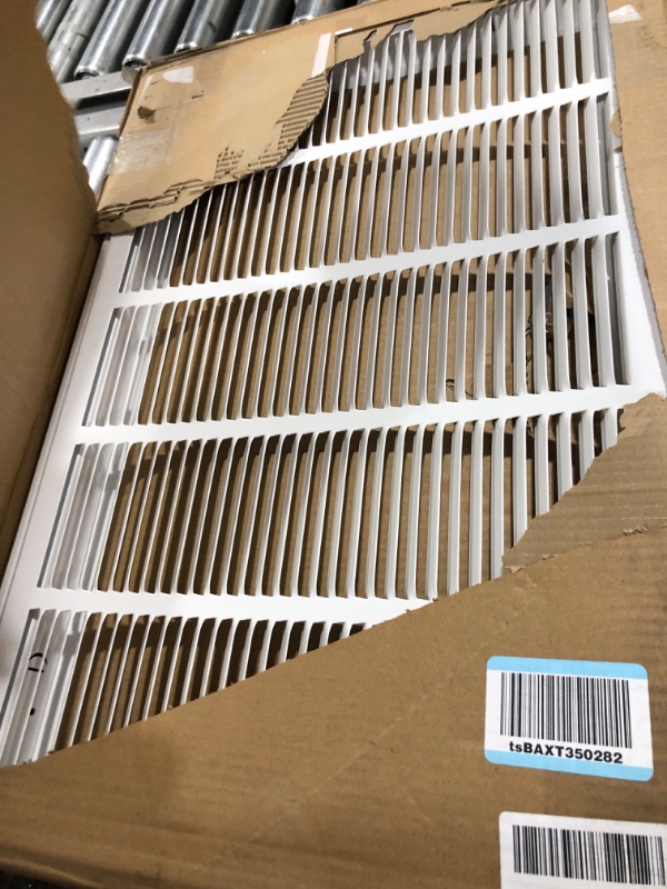 Photo 2 of 10" X 6 Steel Return Air Filter Grille for 1" Filter - Fixed Hinged - Ceiling Recommended - HVAC Duct Cover - Flat Stamped Face - White [Outer Dimensions: 12.5 X 7.75] 10 X 6