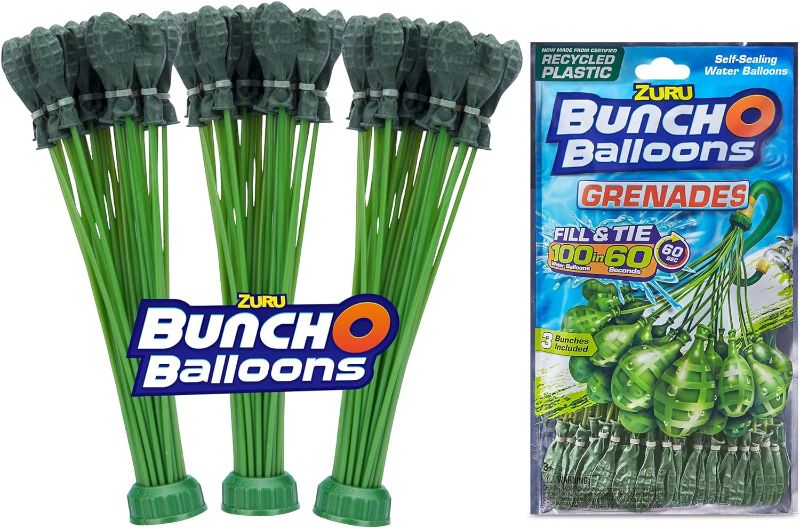 Photo 1 of Bunch O Balloons 100 Grenade Rapid-Filling Self-Sealing Water Balloons by ZURU, (Model: 56112Q), Green