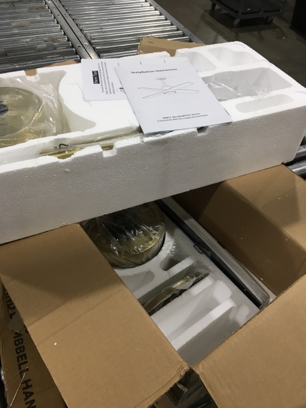 Photo 1 of WINGBO 52" DC Ceiling Fan without Lights, Ceiling Fan with 4 Reversible Blades, Ultra Quiet 6-Speed DC Motor, Modern Ceiling Fan No Lights for Kitchen Bedroom Living Room, Brass Finish 52" downrod ceiling fan no light Brass