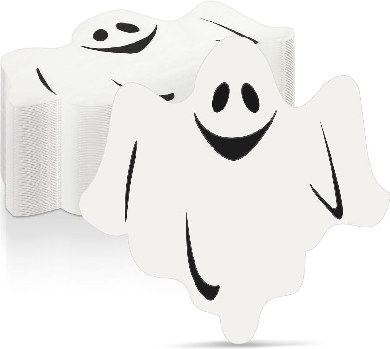 Photo 1 of 100 Pieces Halloween Guest Napkins Bulk 3 Ply Halloween Paper Napkins Halloween Disposable Hand Towels Trick or Treat Napkins for Halloween Party Supplies(Ghost, 6.5 x 6.5 in) 