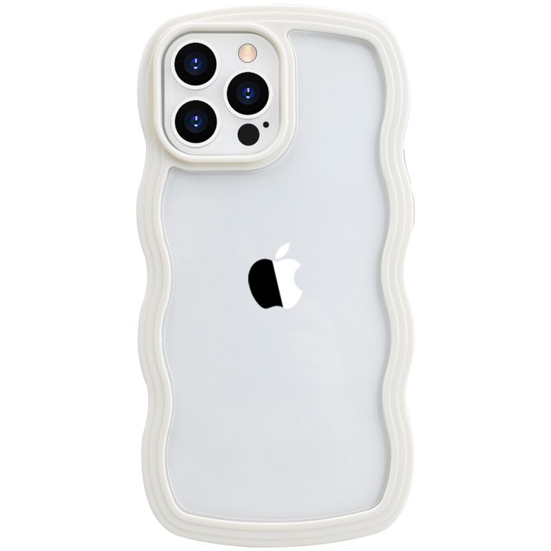 Photo 1 of Seconddog Cute Fashionable Curly Wave Frame Shockproof Soft TPU iPhone 15 Plus Clear Transparent