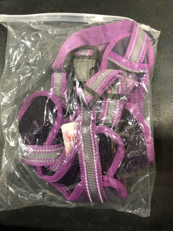 Photo 2 of [Size L] Purple Dog Harness for Small Medium Large Dogs Adjustable Soft Padded No Pull Pet Harness, Puppy Vest 2 Metal Rings Reflective Front Clip with Easy Control Handle (Large) 